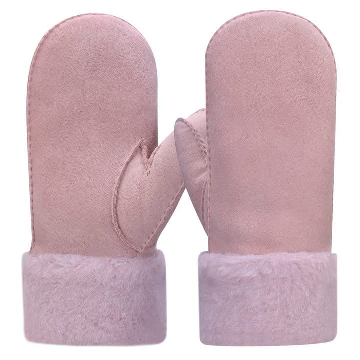 Harssidanzar Damen Fäustlinge,Winter Schaffell Lammfell beheizte warme pelzige Stulpenhandschuhe Led