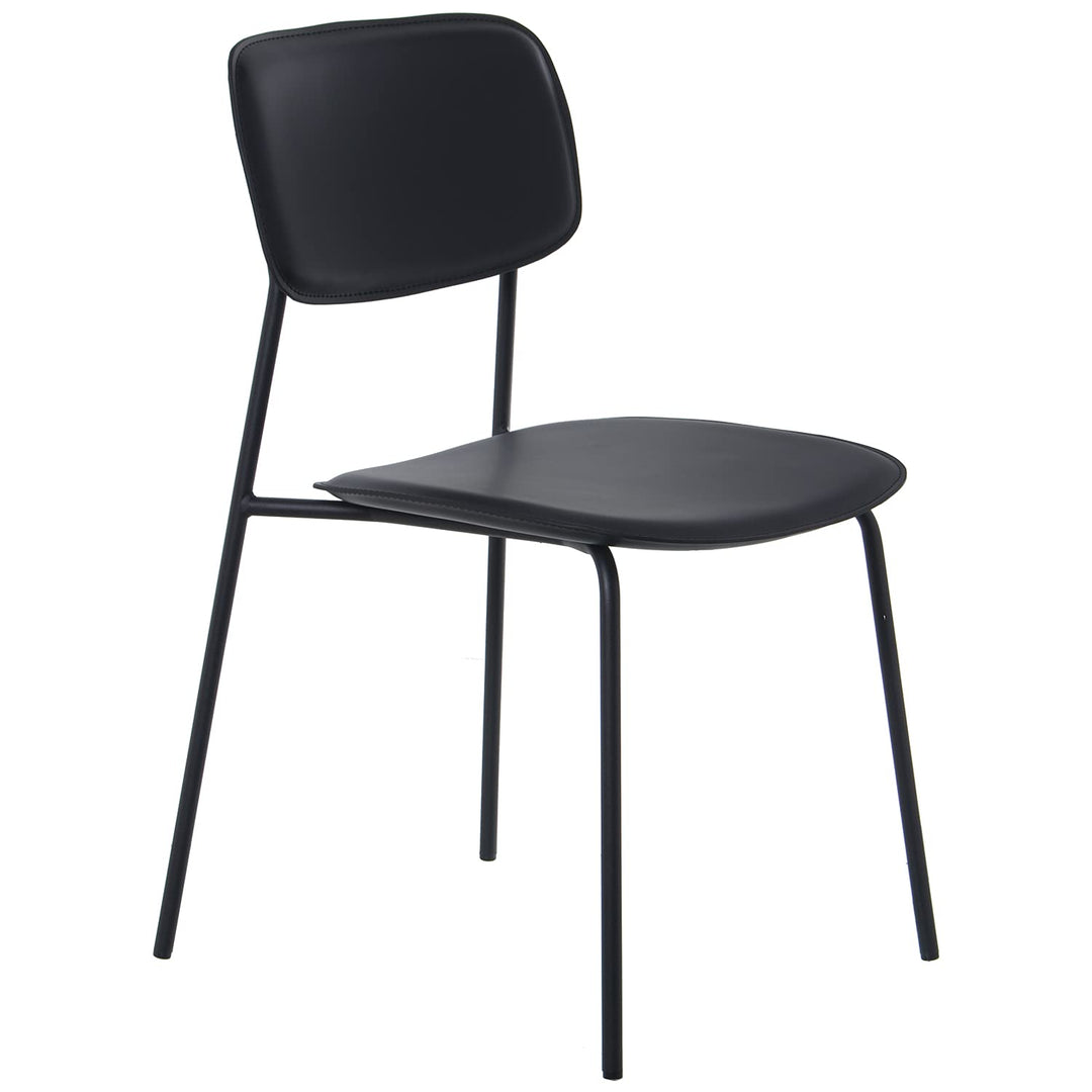 DRW Set aus 4 Stühlen aus PU und Metall in Schwarz 43 x 48 x 78 cm, Höhe der Sitzfläche 44 cm, 43x48