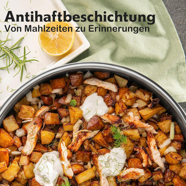 Wokpfanne Induktion 30cm Hybrid-Woks und Bratpfannen, Antihaft Wabenpfanne mit Deckel, Edelstahlpfan