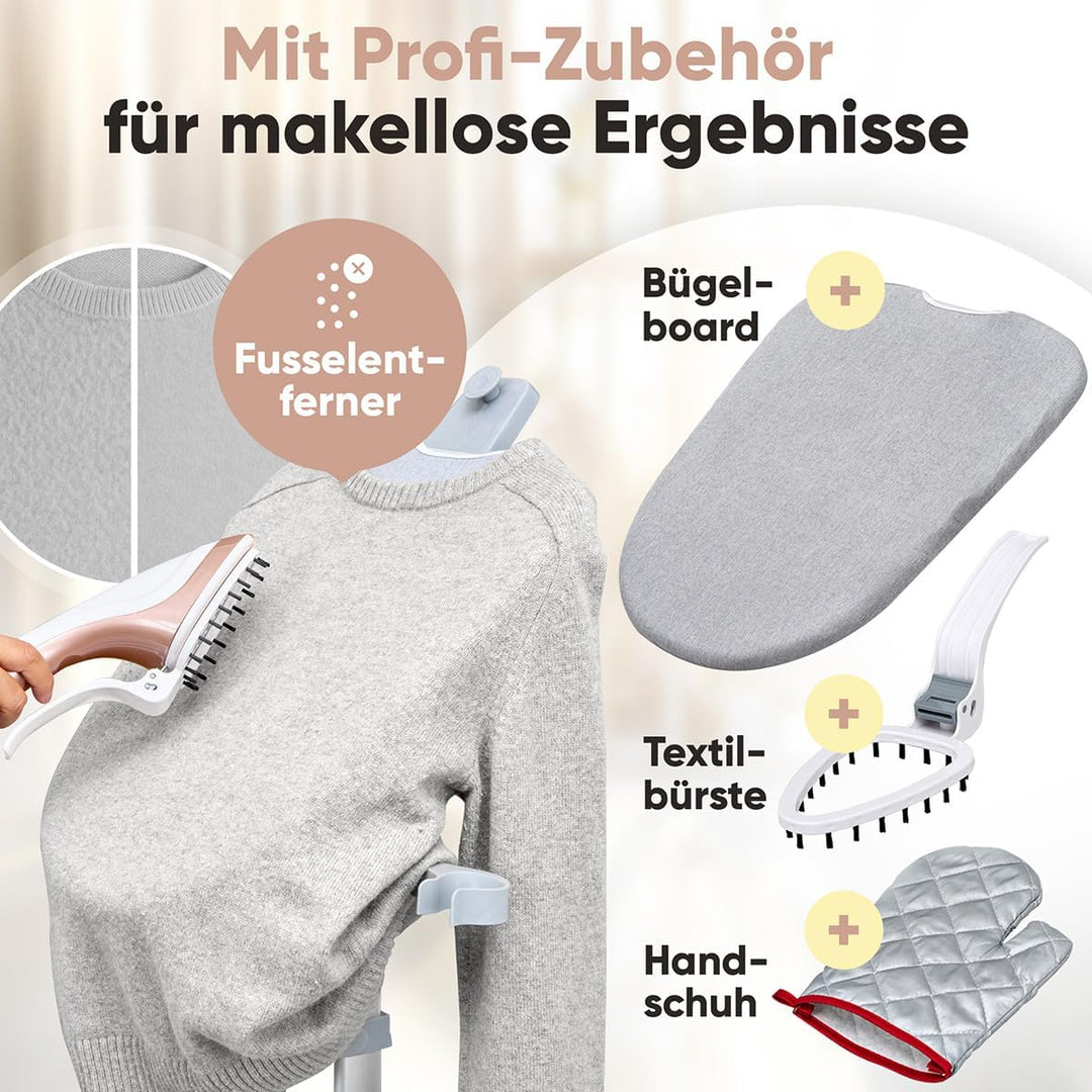 ProfiCare® Stand-Dampfglätter | schnell einsatzbereit | bis zu 40 min. bügeln | neigbares Bügel-Boar