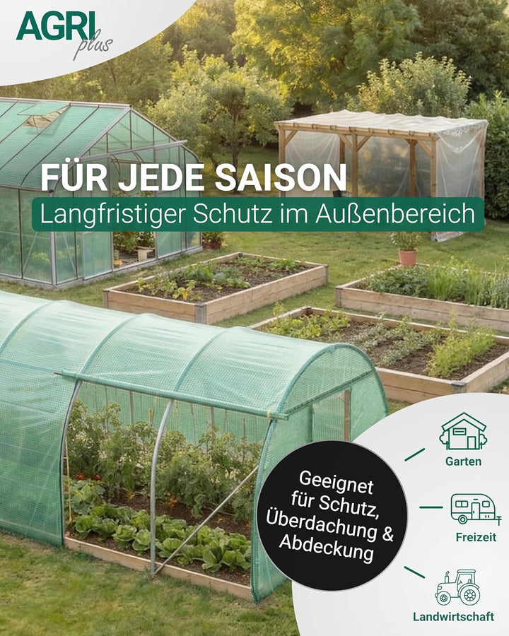 AGRI plus Gitterfolie 2 x 8 m I Stabile 250 g/m² Gewebeplane mit Nagelrand I Transparente & reissfes