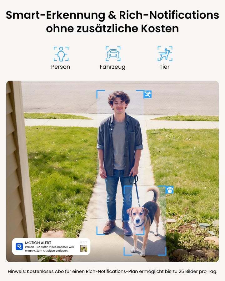 Reolink 5MP Video-Türklingel Wi-Fi Kamera mit Chime, 3:4 Kopf-zu-Fuss-Ansicht, 180° Blick, 5/2,4GHz