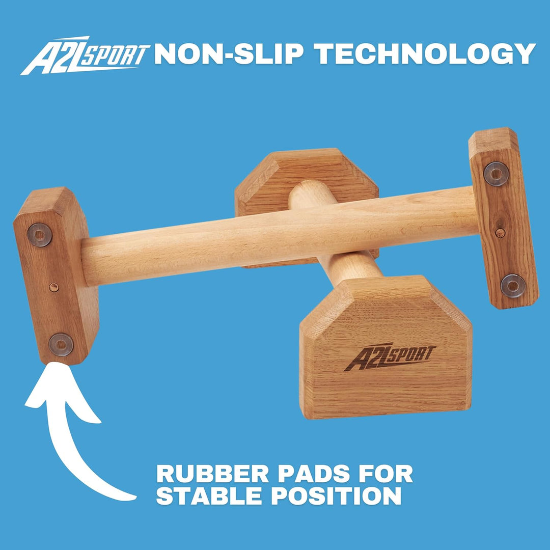 A2Z SPORT® Liegestützgriffe Holz Handstand Griffe - Rutschfeste Parallettes Calisthenics Griffe Lieg