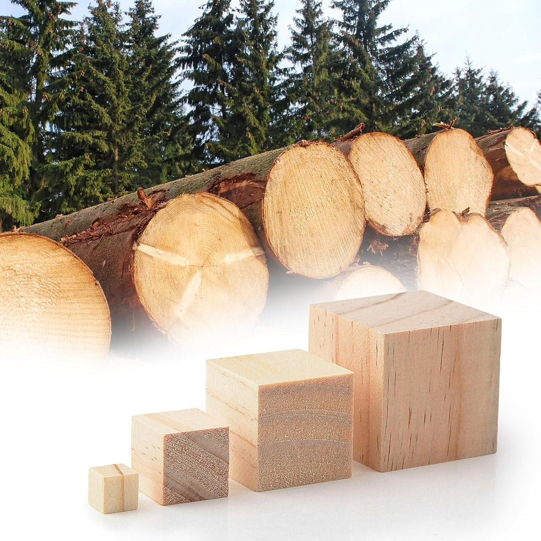 4 Stück Holzwürfel 80x80x80mm Klein Holzklotz Holzblock Kantholz Holzwürfel Blanko zum Basteln Wood