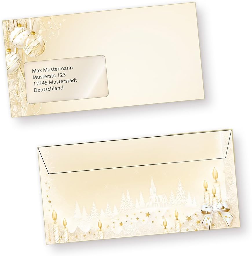 Weihnachtsbriefpapier Weihnachtsmärchen (25 Sets mit Fenster) anmutiges Briefpapier Weihnachten DIN