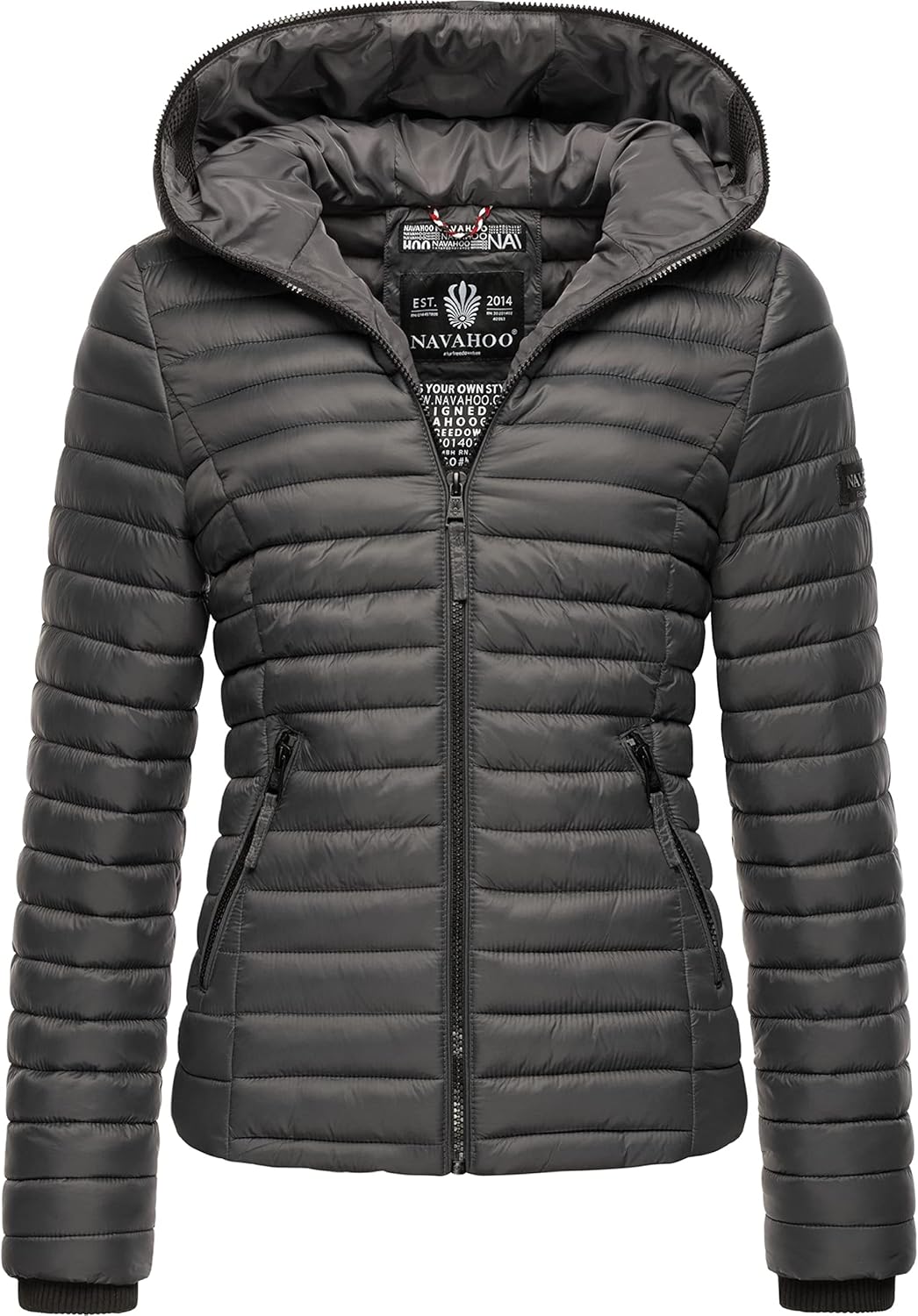 Navahoo Damen Damen leichte Übergangsjacke Steppjacke mit Kapuze Kimuk XS-XXL XS Anthracite, XS Anth