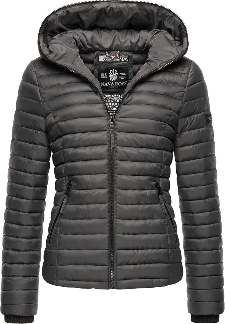 Navahoo Damen Damen leichte Übergangsjacke Steppjacke mit Kapuze Kimuk XS-XXL XS Anthracite, XS Anth