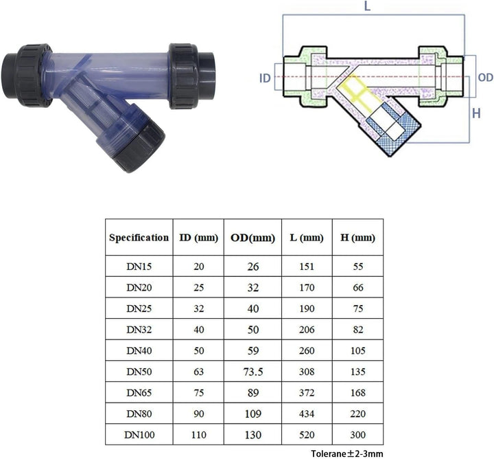 Pvc schmutzfänger 20 25 32 40 50 63mm pvc filterrohr rohr filter siebfilter wasser bewässerungsfilte