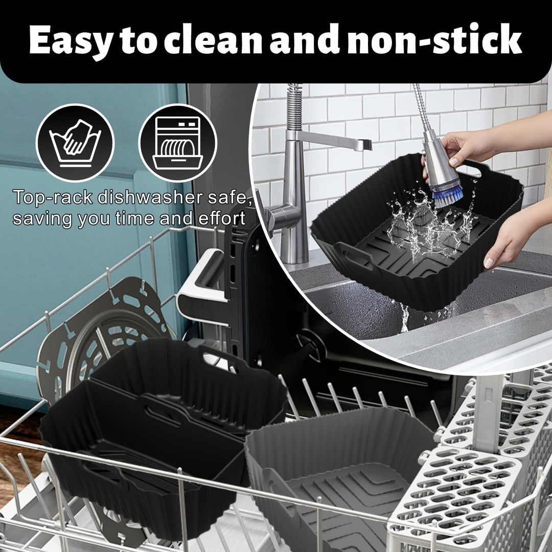 4 Stück Airfryer Silikonform für Heissluftfritteuse, Air Fryer Zubehör Wiederverwendba Silikon Einsa