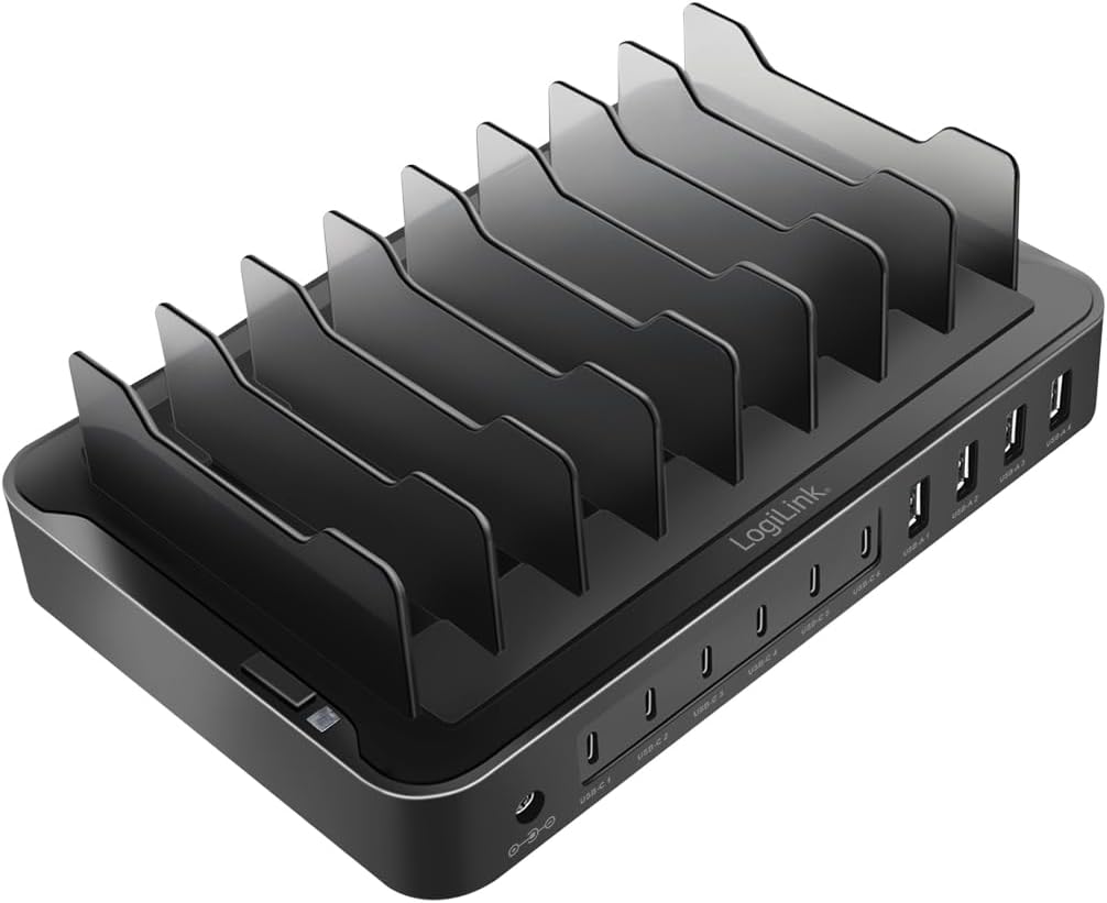 LogiLink PA0327 - USB-C Ladestation mit 4X USB-A &amp; 6X USB-C, PD 3.0 (PowerDelivery) &amp; QC 3.0 (QuickC