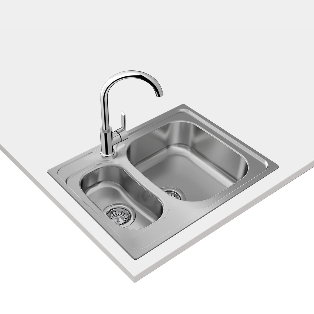 Teka Universe 60 T-XP 1½C Küchenspüle mit 2 Becken, eingebettet und wendbar, für Möbel mit 60 cm, gr