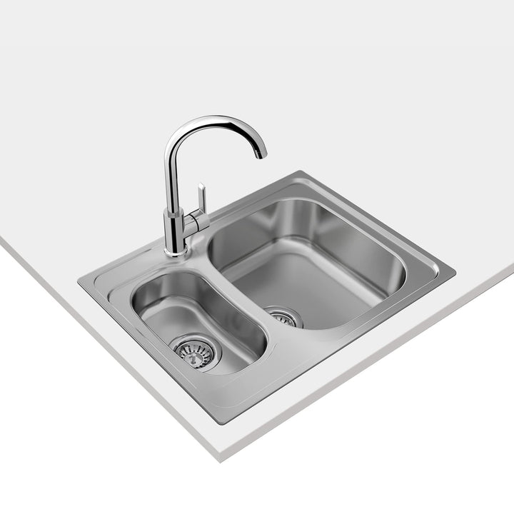 Teka Universe 60 T-XP 1½C Küchenspüle mit 2 Becken, eingebettet und wendbar, für Möbel mit 60 cm, gr