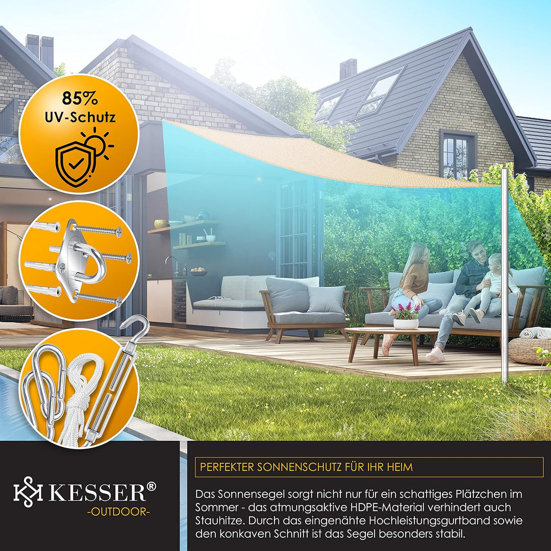 KESSER® Sonnensegel Sonnenschutz Windschutz | HDPE Gewebe | wasserabweisend &amp; windabweisend | Dreiec
