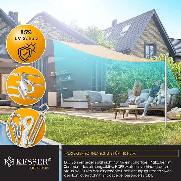 KESSER® Sonnensegel Sonnenschutz Windschutz | HDPE Gewebe | wasserabweisend &amp; windabweisend | Dreiec