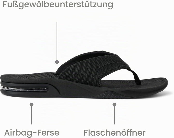 Reef Herren Fanning Zehentrenner 35 EU Schwarz Alle Schwarz, 35 EU Schwarz Alle Schwarz
