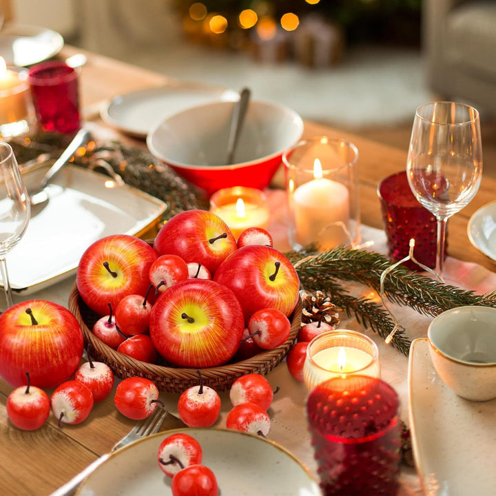 Lorigun 30 Pcs künstliche rote Äpfel, gefälschte Früchte Äpfel Dekorationen Weihnachten, Party, Haus