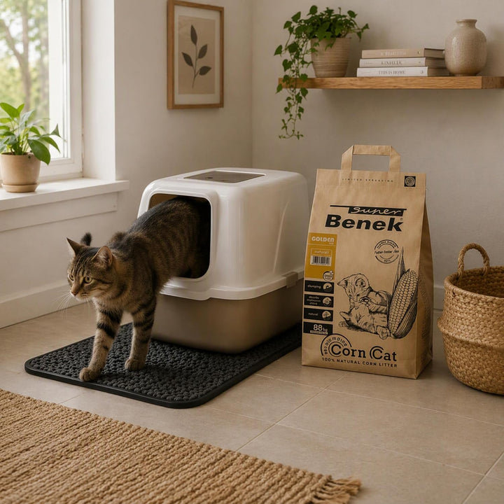 Super Benek Corn Cat Golden Pflanzliche Katzenstreu, 14 L, 8,8 kg | Klumpstreu aus Mais, Biologisch