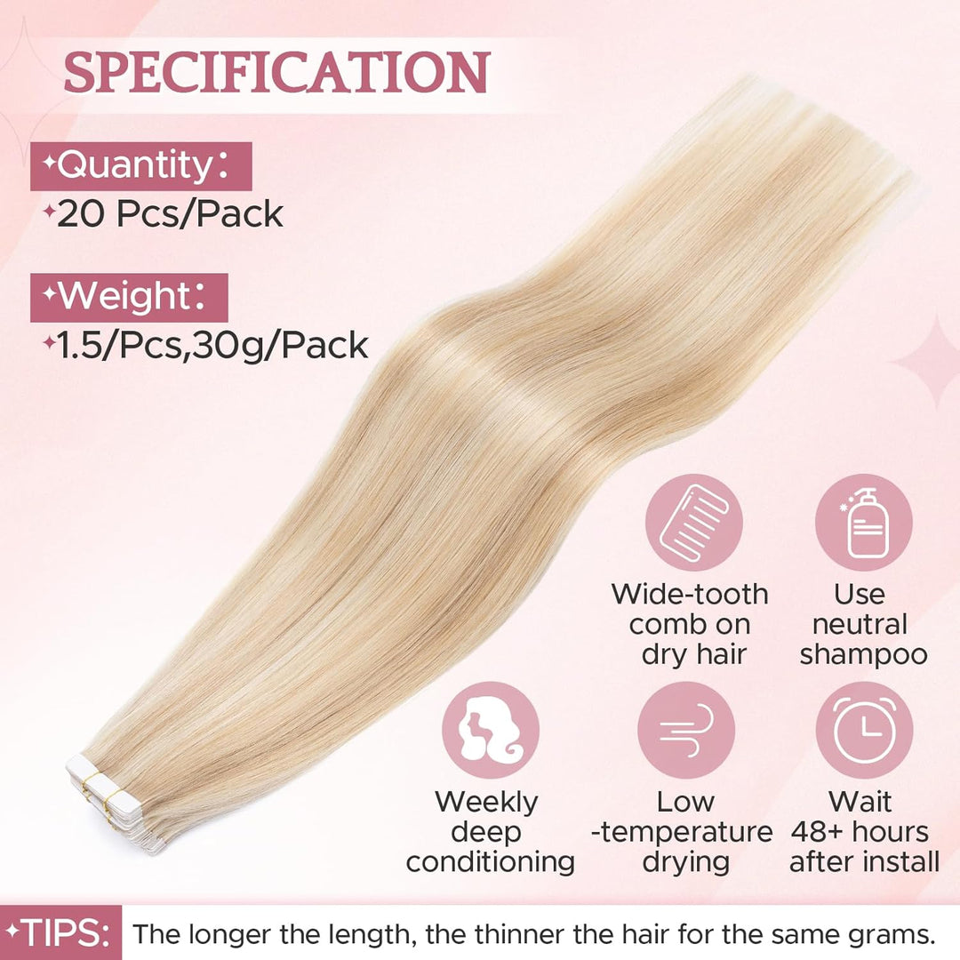 SEGO Tapes Echthaar Extension Echthaar 20 Tressen Adhesive Klebeband Haarverlängerung Haar 1g/Stück
