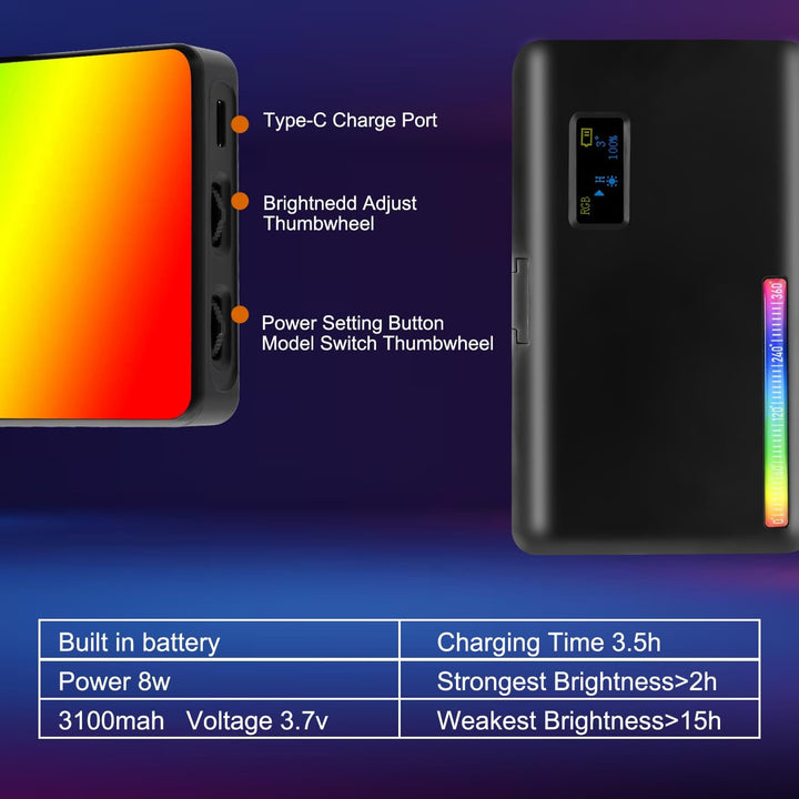 WEWOGA W140 RGB Video Lighting LED Camera Licht Foto Video Light Kamera Leuchte Dimmbar 2500-9000K B