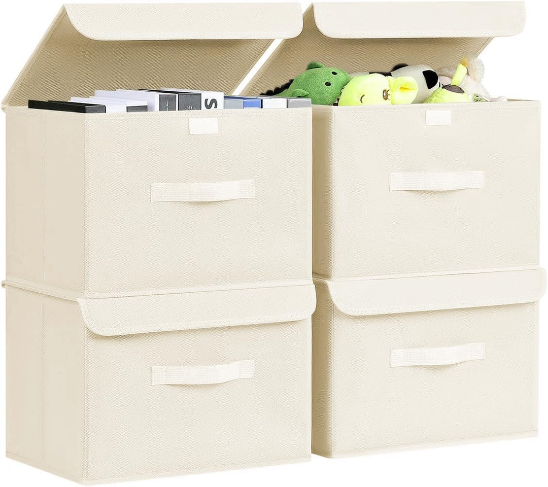Homsorout 4 Stück Aufbewahrungsboxen mit Deckel, Faltbare aufbewahrungsbox mit Griff, Aufbewahrungsk