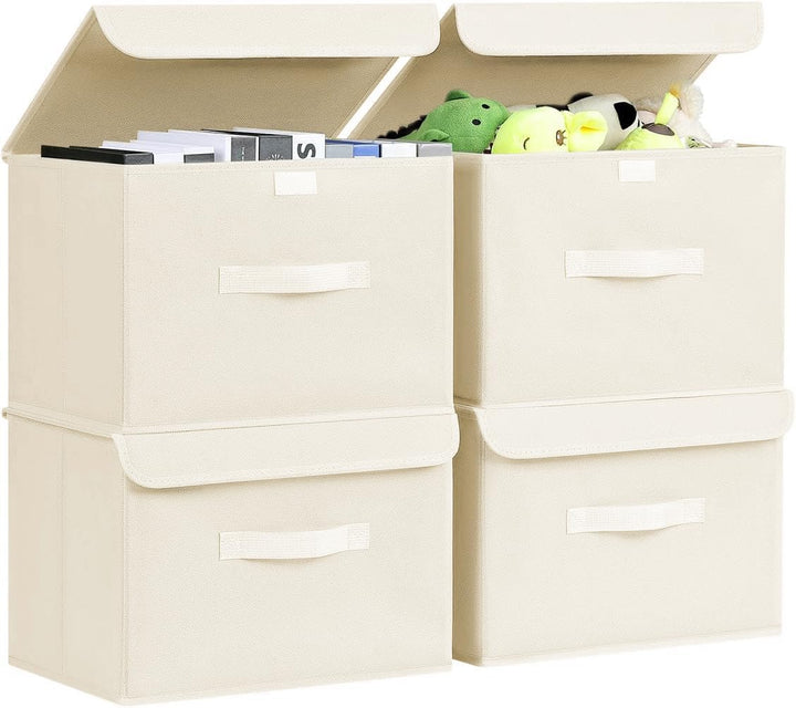 Homsorout 4 Stück Aufbewahrungsboxen mit Deckel, Faltbare aufbewahrungsbox mit Griff, Aufbewahrungsk