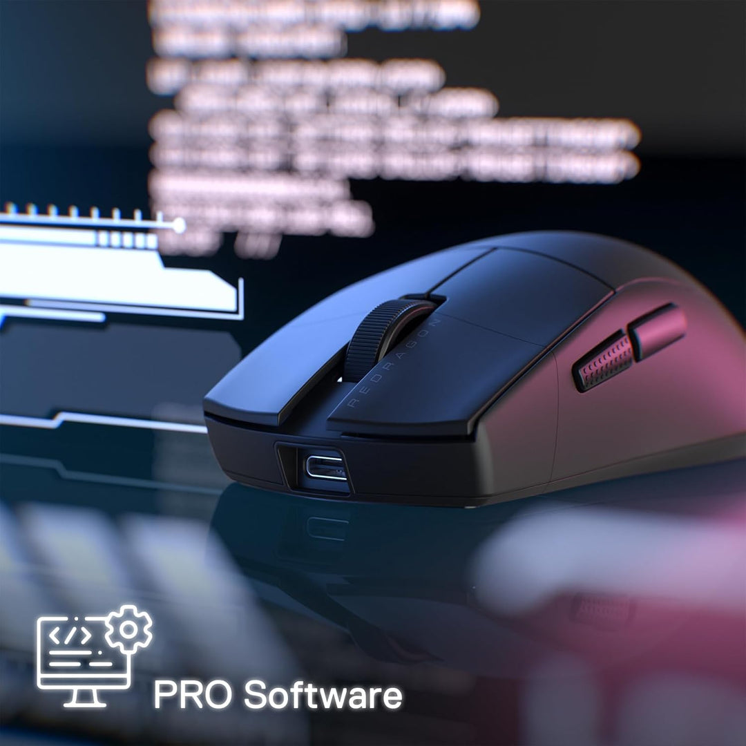 Redragon M916 PRO 3-Modus Wireless Gaming Maus, Hyperschnelle 4K Polling Rate, 49G Ultra-Leicht 26K