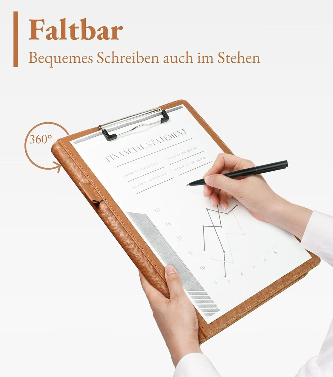 Mymazn Klemmbrett A4 mit Deckel, Mappe A4 Schreibmappe Klemmbrettmappe, PU-Leder Konferenzmappe A4 m