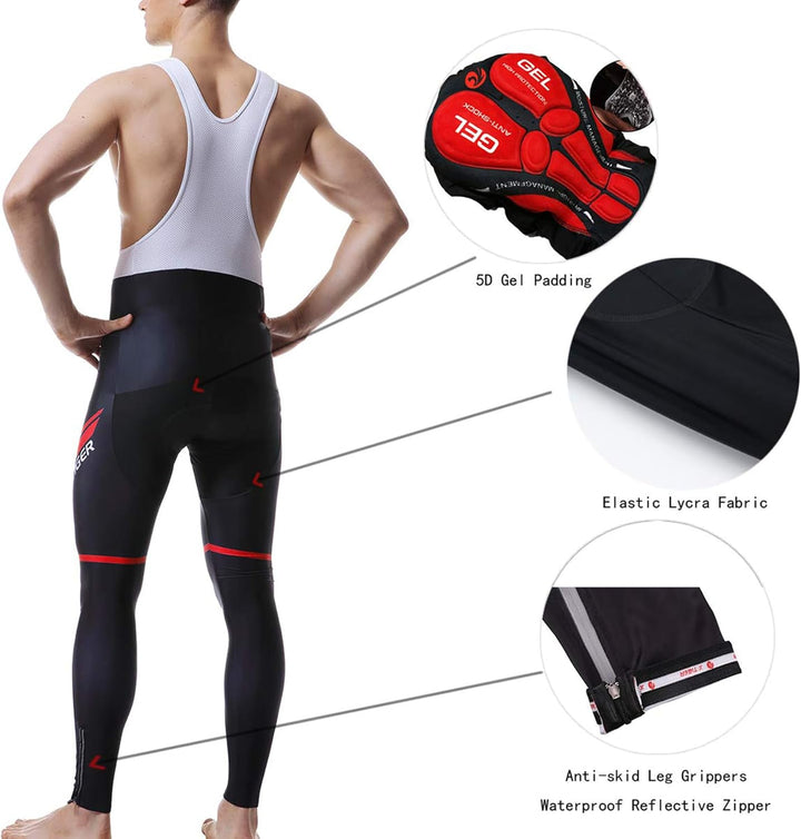 X-TIGER Herren Langarm Radtrikot Set Winter Radsportanzüge mit 5D Gel Gepolsterten Trägerhosen Herbs