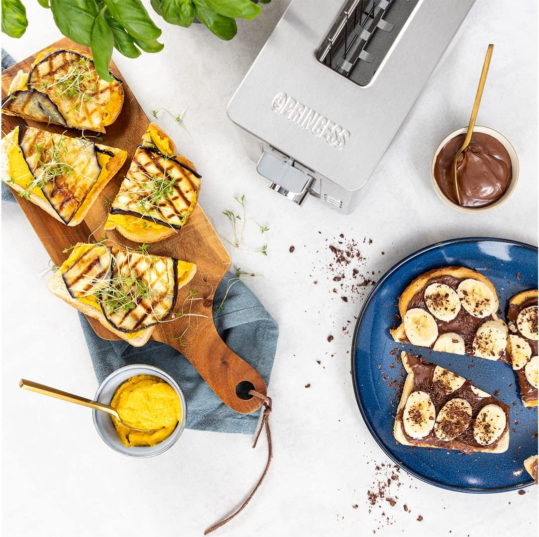 Princess 142401 Steel Toaster Langer Schlitz - 7 einstellbare Stufen - 1050 W 2 Toasts Langer Schlit