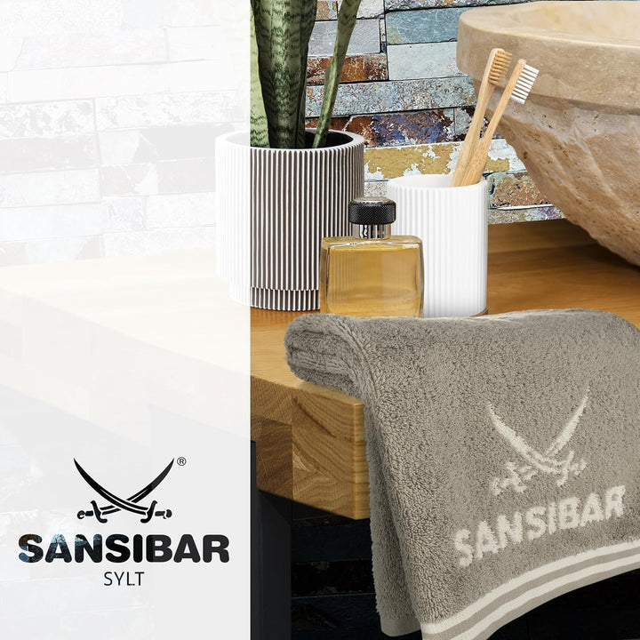 Sansibar Handtuch 6er Set 50x100 cm 100% Baumwolle Doubleface Frottiertuch gestreifte Borde Zweifarb