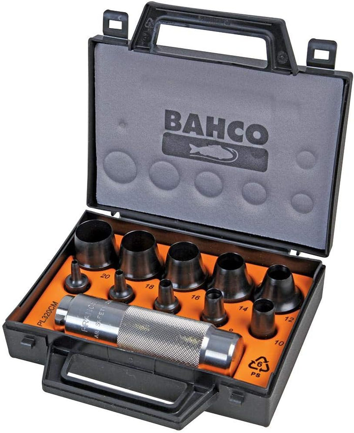 Bahco 400003020 Lochstanzen-Set, 11-teilig, 3-20 mm Wechselbar 3 - 20 mm Schwarz/Orange, 3 - 20 mm S