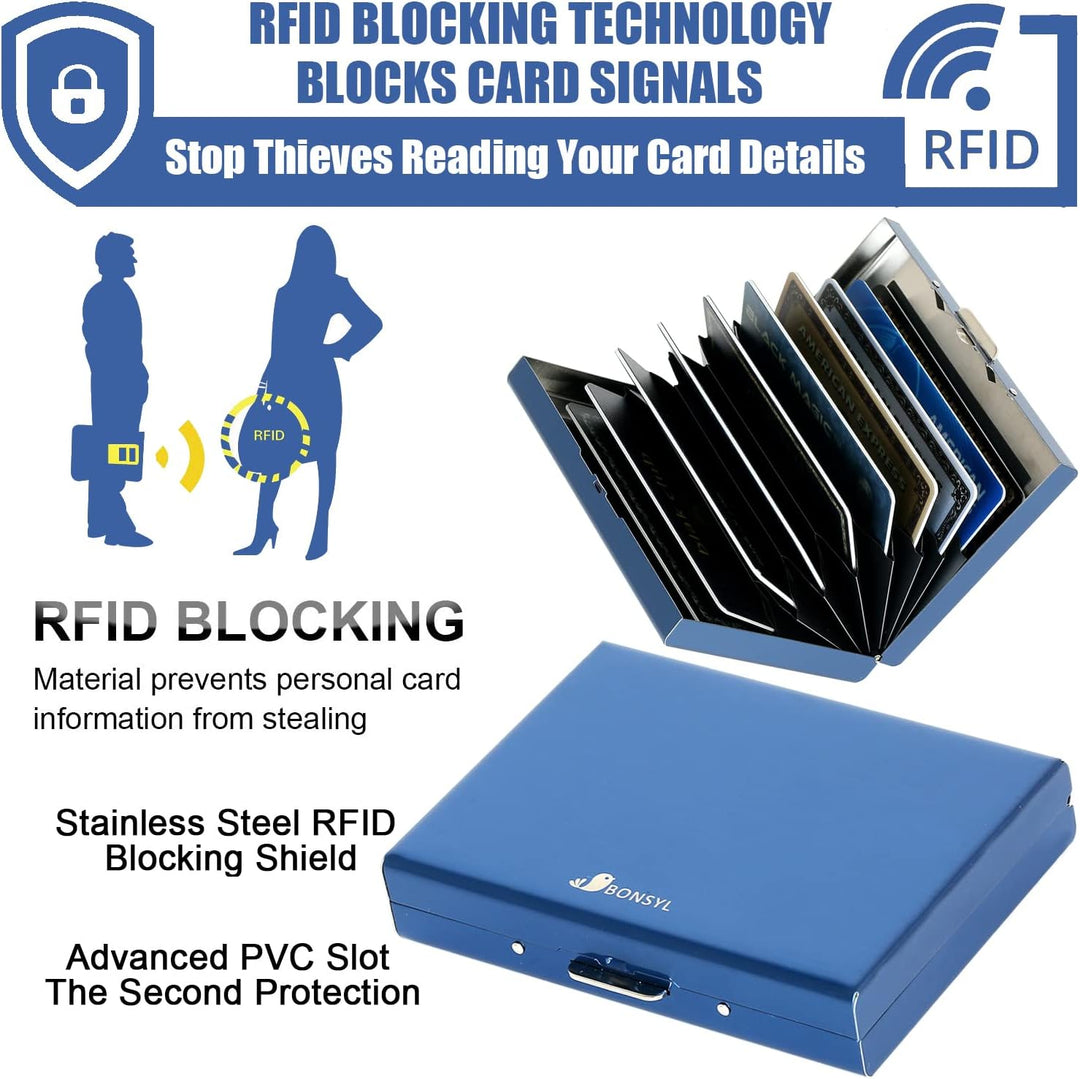 Slim Metall Kreditkarteninhaber Brieftasche für Damen und Herren,mit RFID und NFC Schutz gegen Daten