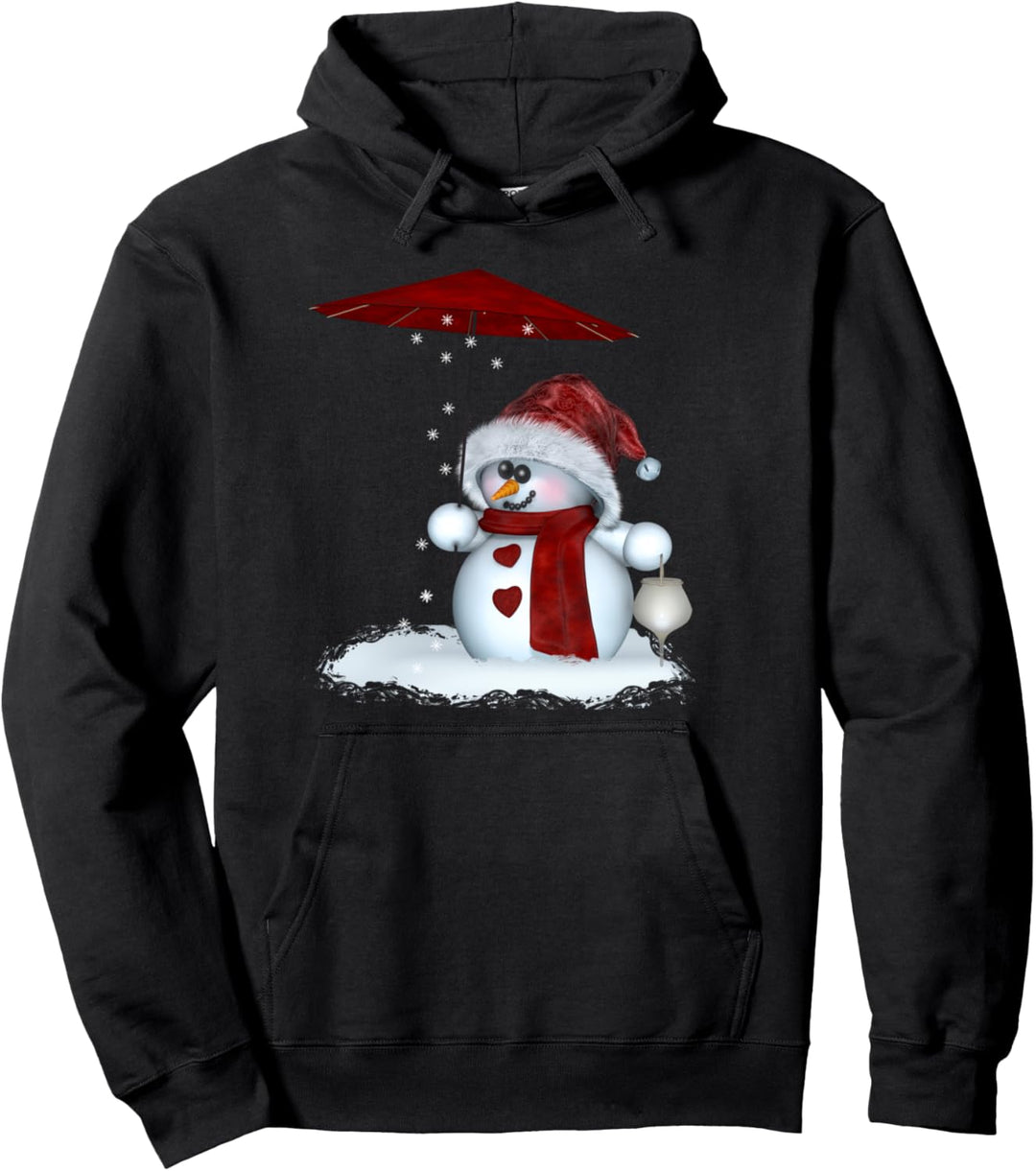 Kleiner Schneemann in rot mit Schneeflocken Pullover Hoodie