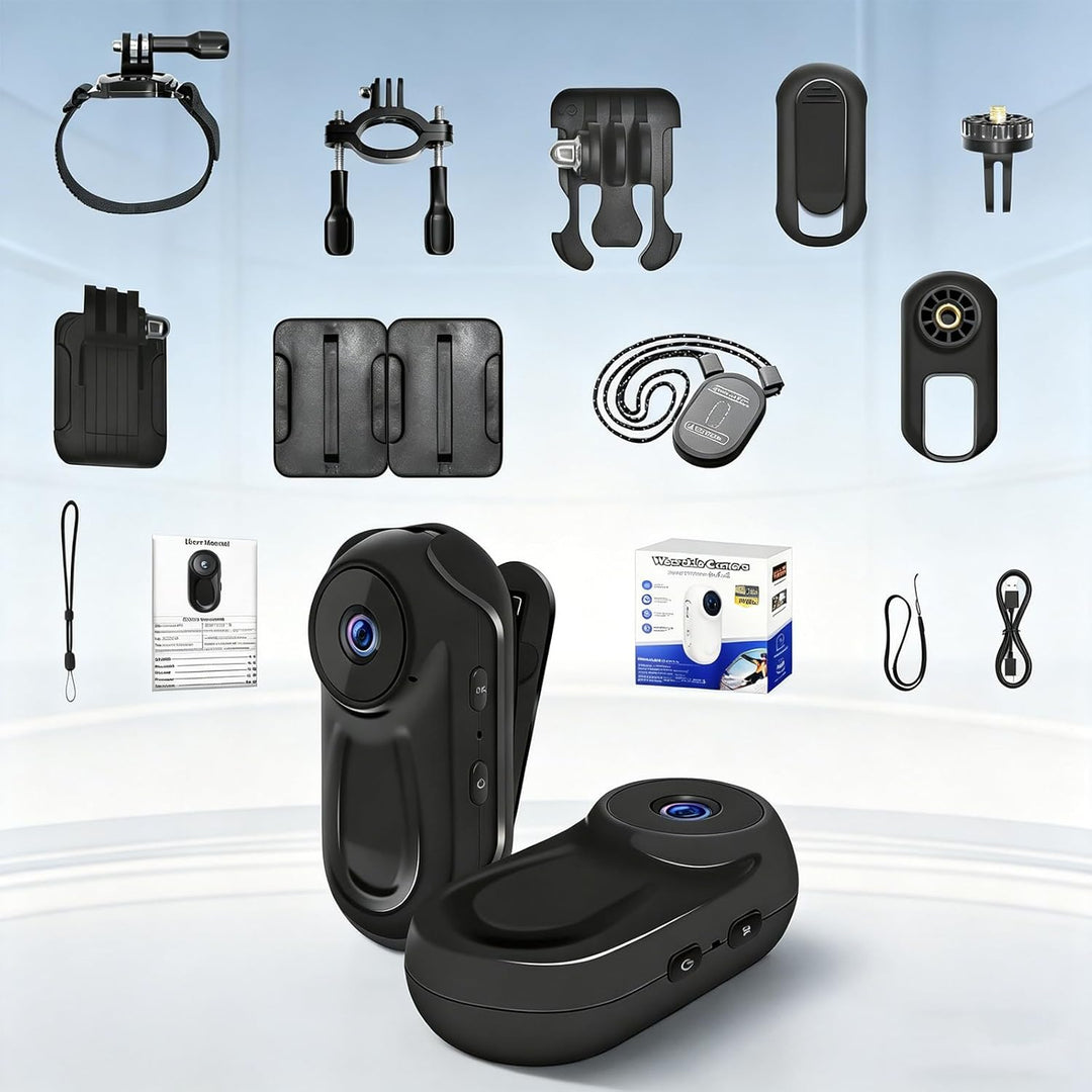 Mini Action Cam 1080P,Action Camera,Tragbare Kamera mit 360° Drehbarem Clip und Magnetclip,Mini K-Am