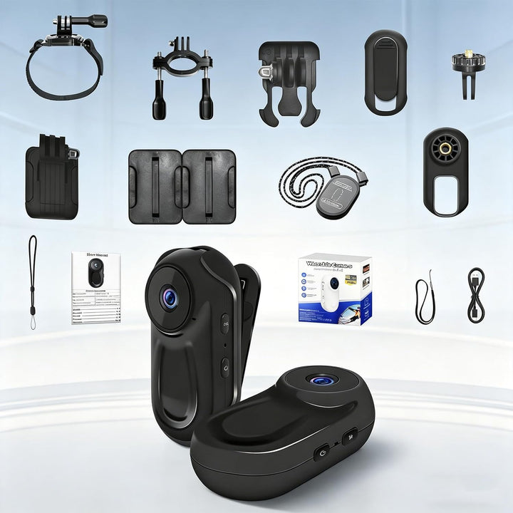 Mini Action Cam 1080P,Action Camera,Tragbare Kamera mit 360° Drehbarem Clip und Magnetclip,Mini K-Am