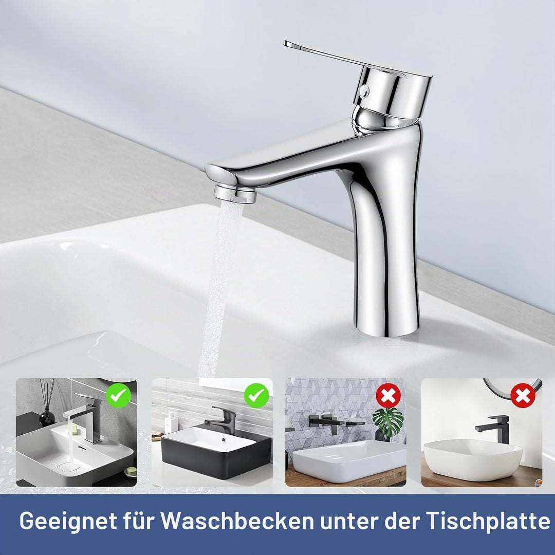 Wasserhahn Bad Chrom, Waschtischarmatur Bad Armatur Mischbatterie Waschbeckenarmatur Einhebelmischer