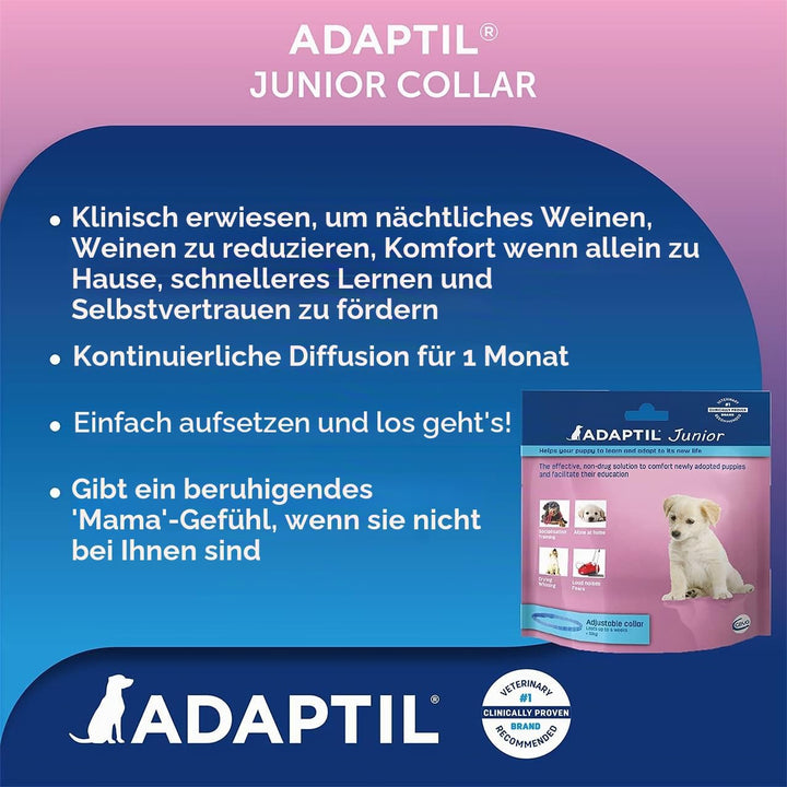 ADAPTIL Verstellbares Kinderhalsband für Welpen, reduziert nachweislich das Weinen in der Nacht, Kom