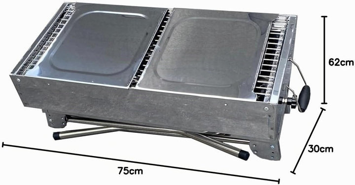 walexo Familien Grill Mangal mit klappbaren Füssen Schaschlik und BBQ Kohlegrill Säulengrill Standgr
