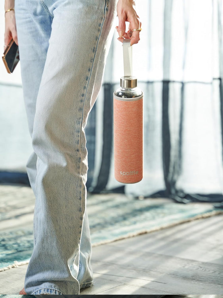 spottle Trinkflasche aus Glas 1l - Glasflasche 500ml - 750ml - 1 liter mit Neoprenhülle/Schutzhülle