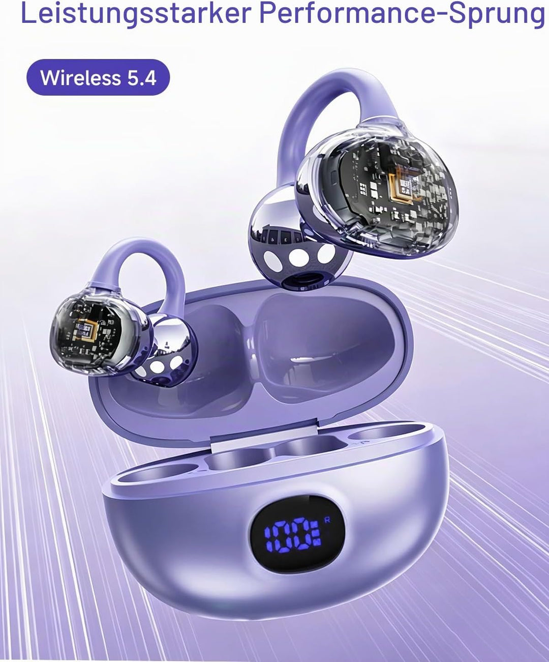Kabellos Bluetooth Kopfhörer Open Ear 4.5g Leichte Clip On Kopfhörer mit Ohrclip Bluetooth 5.4 Ear C