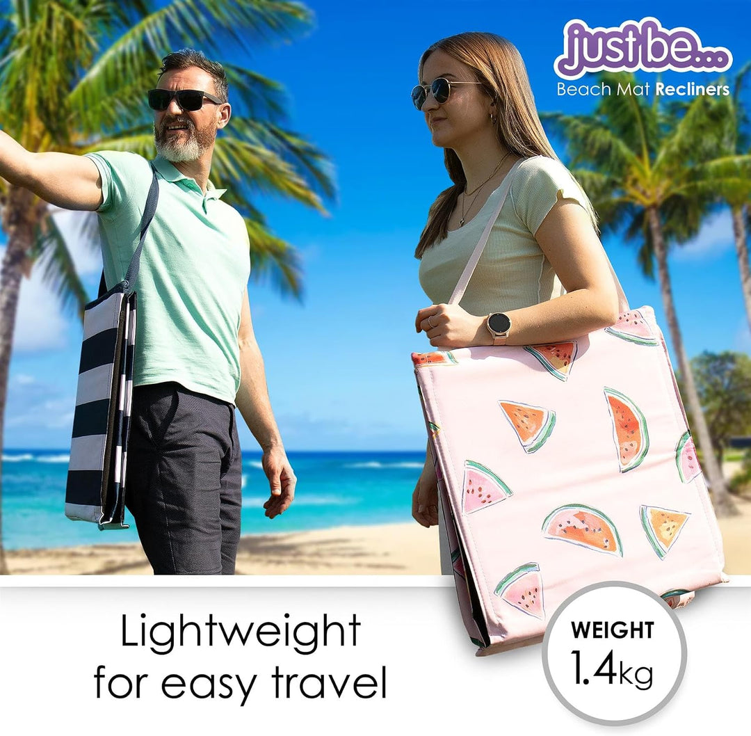 just be... 2er Set Strandmatte mit Rückenlehne klappbar – leichte, gepolsterte Strandliegen faltbar