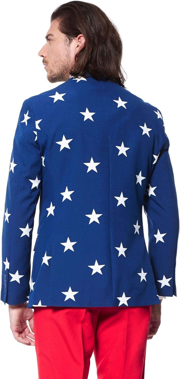 Opposuits OSUI-0023-EU50 - Stars and Stripes - USA Kostüm, Grösse 50, mehrfarbig 50 Mehrfarbig, 50 M