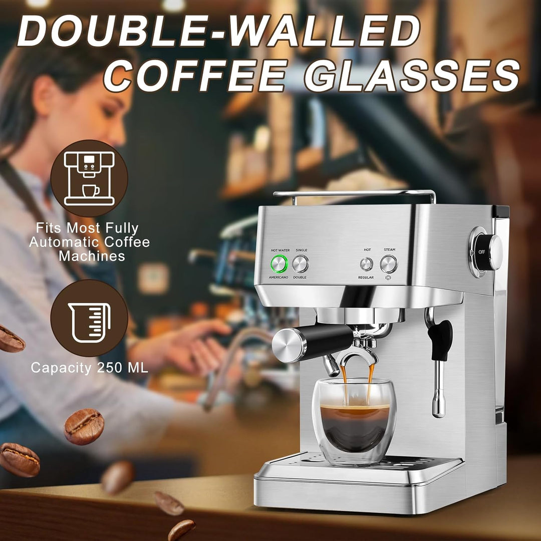 Cappuccino Tassen 6er Set, Cappuccino Gläser, 250ml Doppelwandiges Kaffeegläser, Schwebeeffekt, Ther