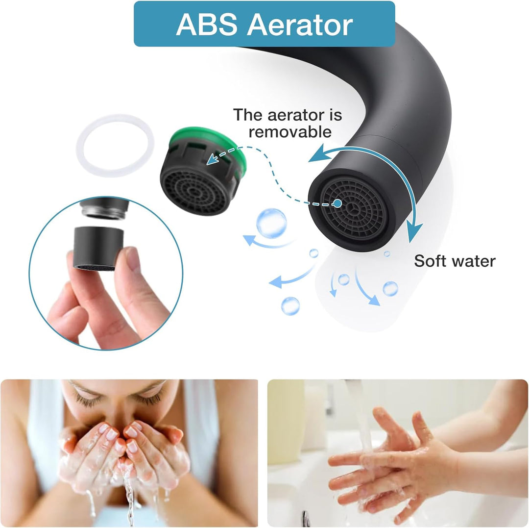 Schwarz Wasserhahn Bad 360° Drehbar, Edelstahl Waschtischarmatur Armaturen Waschbecken Hoch, Einhebe