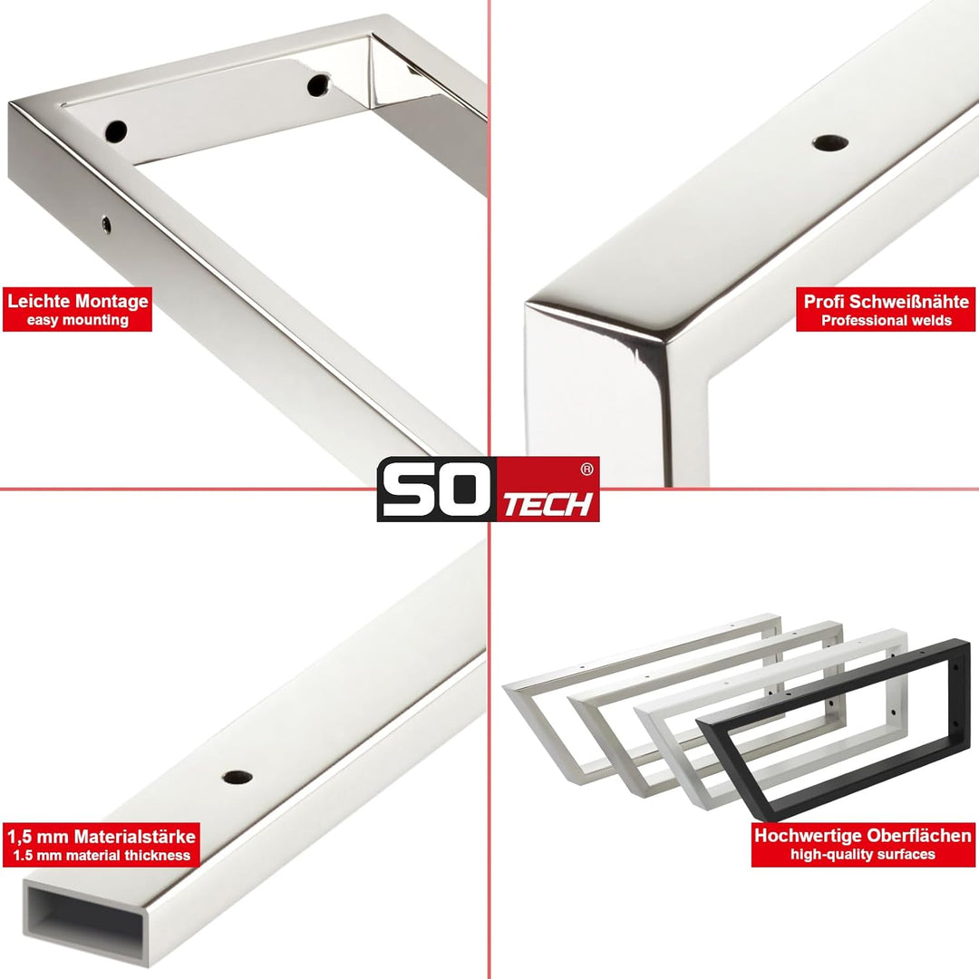 SOTECH Waschtischkonsole TWK450 mm Vorderseite 60° abgeschrägt Edelstahl poliert, Design-Waschtischh