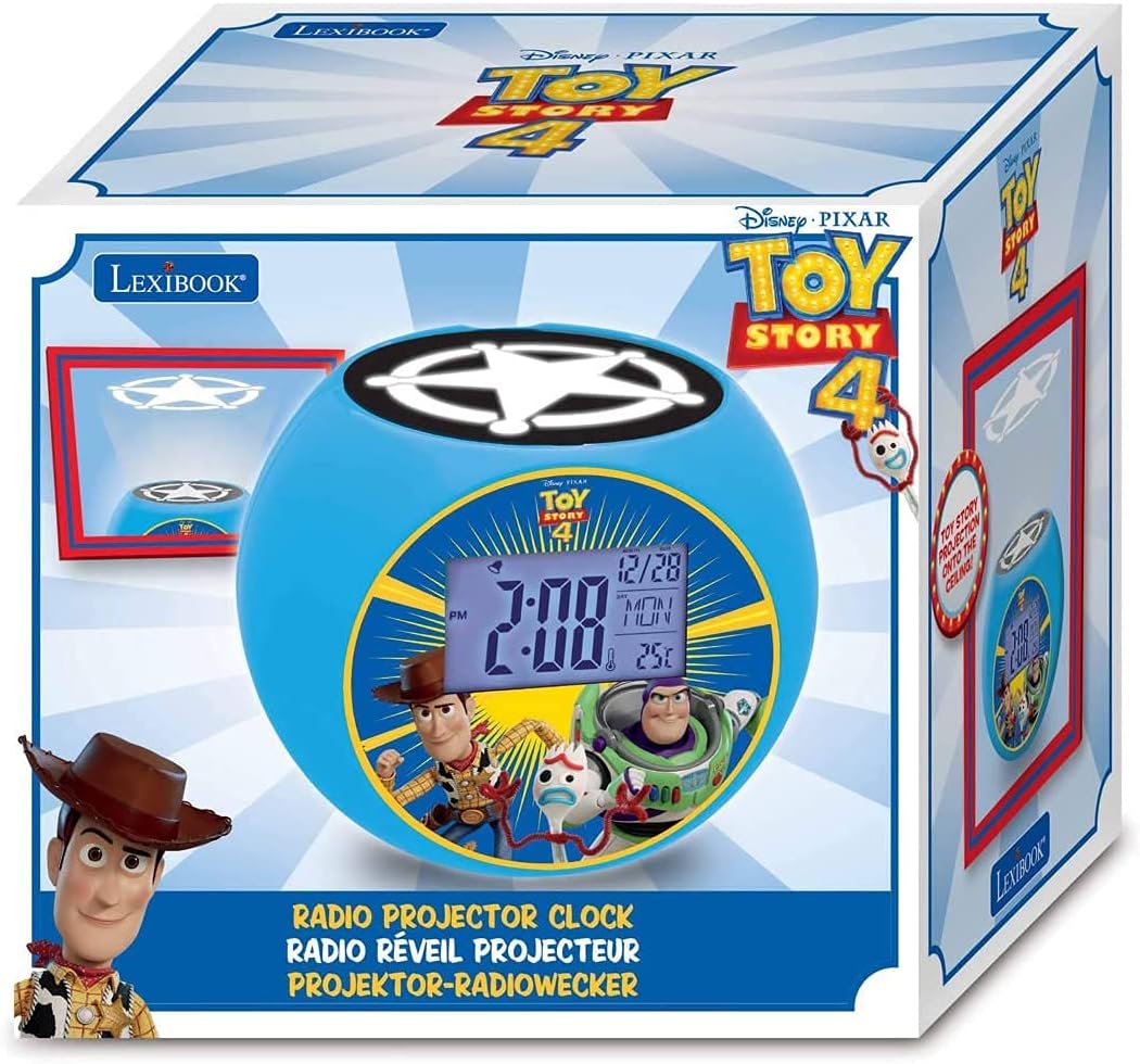 Lexibook Disney Toy Story Woody & Buzz Projektor-Radiowecker, Soundeffekte, Batterien, Blau, RL975TS