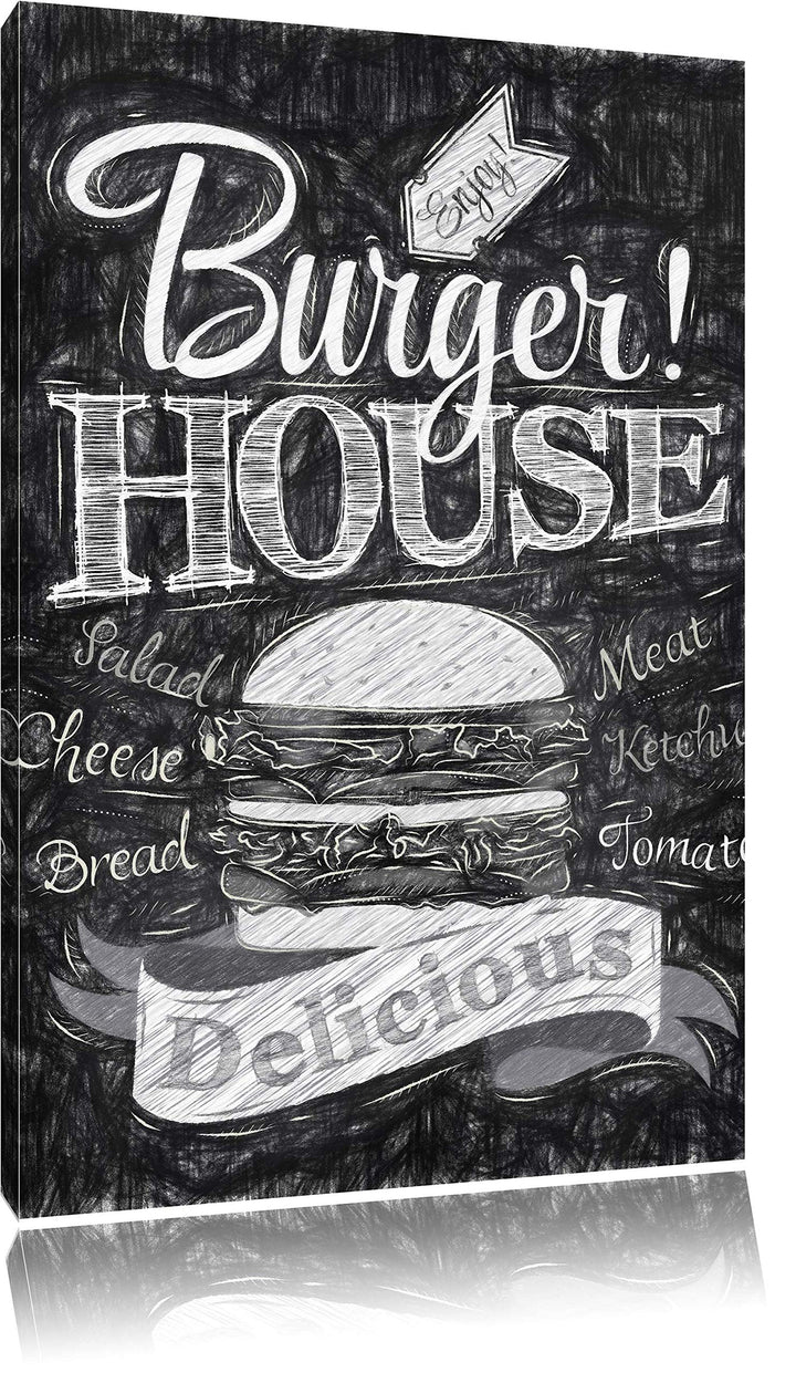 Pixxprint Burger House als Leinwandbild/Grösse: 100x70 cm/Wandbild/Kunstdruck/fertig bespannt, 100x7