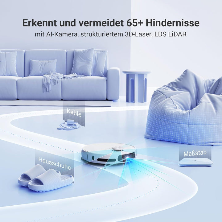 EZVIZ Saugroboter mit Wischfunktion und Absaugstation, 7200 Pa, Zero Tangle Bürste, Vielseitiger Tep