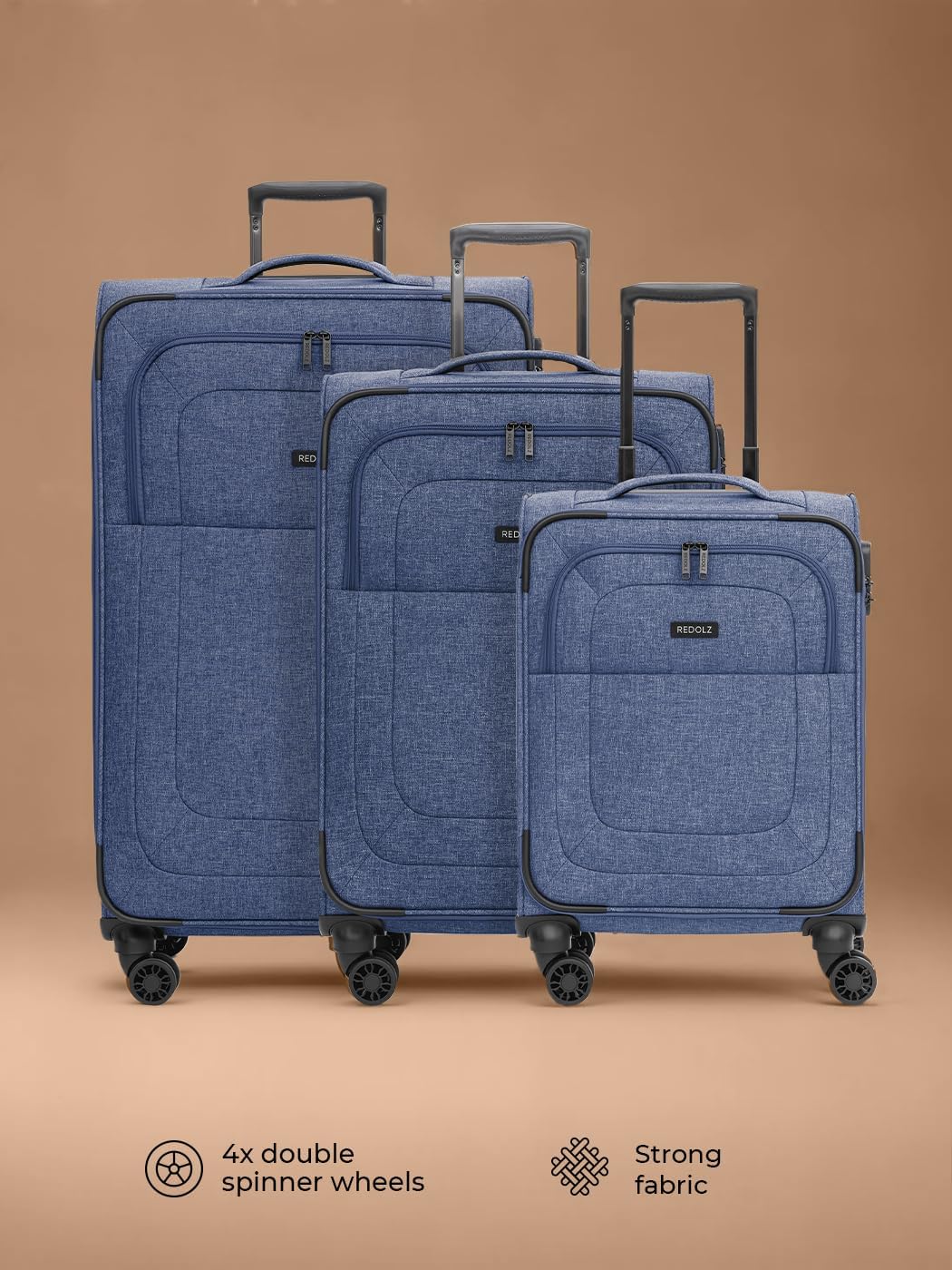 REDOLZ Koffer-Set 3-teilig für Damen & Herren | leichte & stabile Reise-Trolleys, hochwertiges Softc