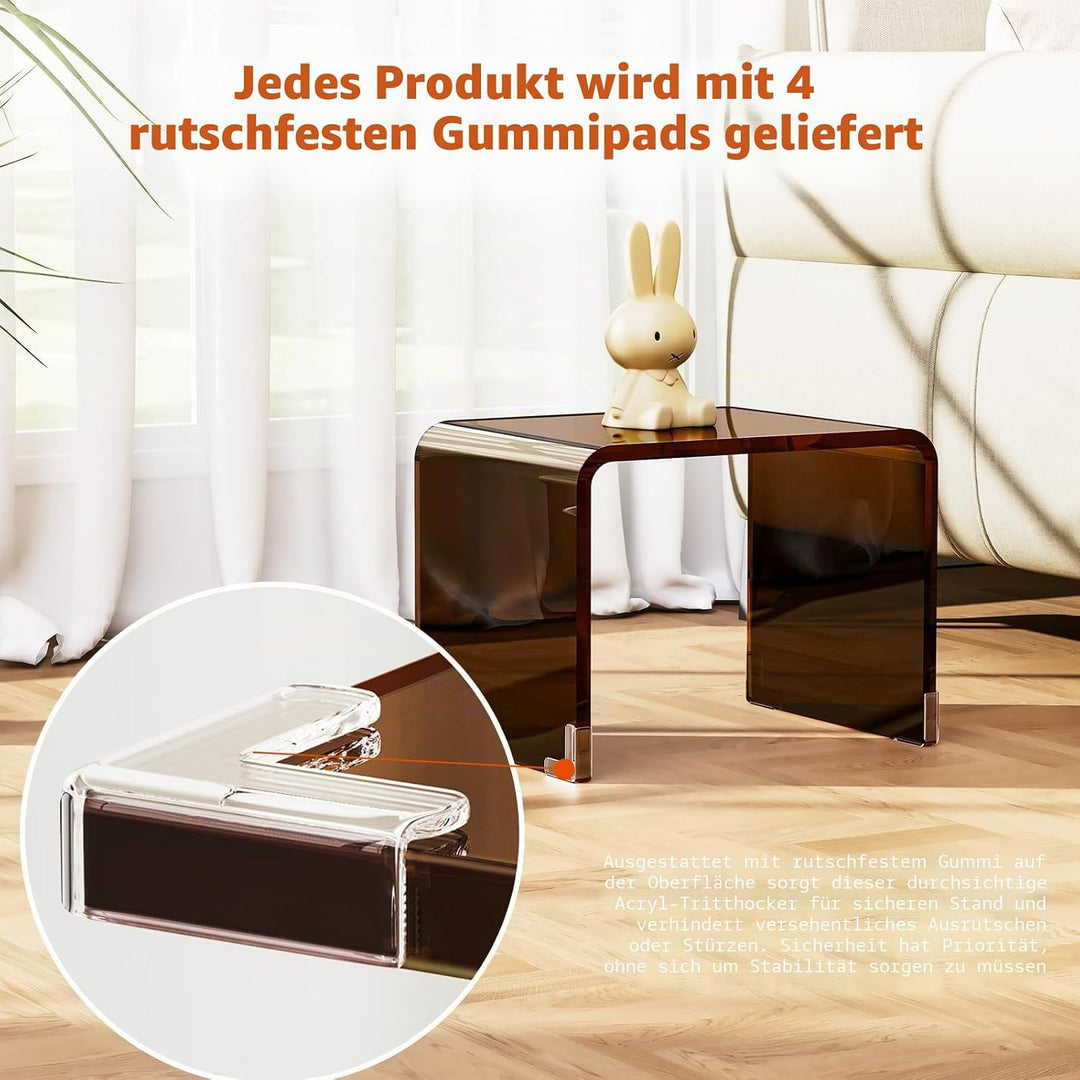 Acryl-Tritthocker, Kleiner transparenter Fusshocker für Badezimmer, Schlafzimmer, Küche, belastbar b